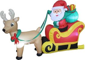 img 3 attached to 🦌 Christmas Yard Decoration: 6ft Inflatable Santa Claus in Sleigh with Reindeer and Gift