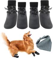 🐾 bowite anti-slip dog boots and bandanas sets - adjustable dog shoes with shoelaces, waterproof dog sock shoes, breathable and comfortable for indoor and outdoor activities логотип