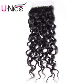 img 1 attached to 🌊 UNice Hair Icenu Series: Premium Brazilian Water Wave 3 Bundles with Lace Closure - 10A Grade 100% Unprocessed Virgin Human Hair Weave Extensions (14 16 18+14 closure) - Top Quality!