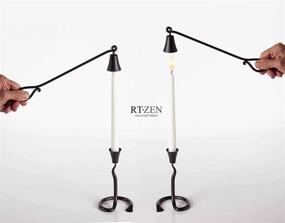 img 1 attached to RTZEN Long Handle Black Wrought Iron Candle Snuffer - Decorative Extinguisher for Dining Room, Kitchen, Bedroom, Bathroom, or Spa - Handmade Authentic Unique Gift, Easily Put Out Any Candle