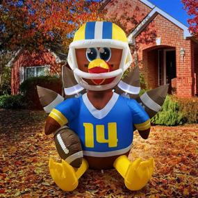 img 4 attached to 🦃 Joiedomi 6-Foot Giant Inflatable Turkey Football Player with LEDs for Thanksgiving Decoration – Ideal for Thanksgiving Party, Indoor & Outdoor, Yard, Garden, Lawn, Fall Party