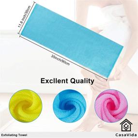 img 3 attached to Premium Bath Washcloths - Exfoliating Washcloth, Japanese Beauty Washcloth, Nylon Bath Sponge, Korean Loofah Towel Puff, Large Wash Cloth Body Scrub, Exfoliating Shower Towel, Back Scrubber - 3 Pack by CasaVida