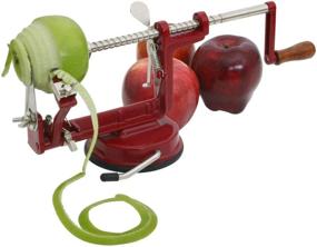 img 1 attached to 🍎 Johnny Apple Peeler, Corer, Slicer, Pie Maker with Stainless Steel Blades in Red Finish - VKP1010