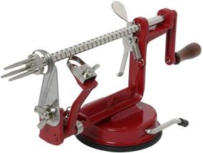 img 2 attached to 🍎 Johnny Apple Peeler, Corer, Slicer, Pie Maker with Stainless Steel Blades in Red Finish - VKP1010