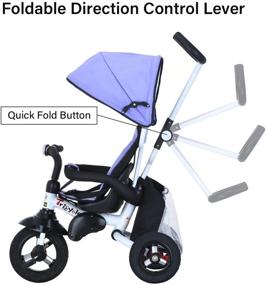 img 2 attached to 🚲 UBRAVOO 6-in-1 Toddler Tricycle: Canopy, Guardrail, Harness, Footrest, Brake, Foldable Push Trike for 1-3 Year Olds