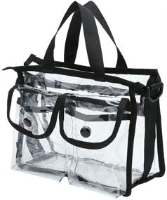 img 1 attached to 💼 Black Clear Cosmetic Bag with Adjustable & Detachable Shoulder Strap