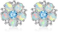 🌸 stunning cinily flower earrings: opal stud earrings in sterling silver, white gold, or rose gold plating - unique, cute earrings for girls and ladies logo