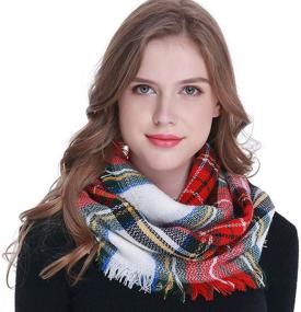img 4 attached to ❄️ Winter Women Plaid Infinity Scarf with Fashionable Tassel Detail, Soft Circle Loop Scarves for Women - Enhanced SEO
