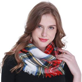 img 3 attached to ❄️ Winter Women Plaid Infinity Scarf with Fashionable Tassel Detail, Soft Circle Loop Scarves for Women - Enhanced SEO