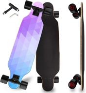 🛹 beginner's longboard skateboard: 31-inch pro complete cruiser with concave deck, 8-layer maple construction, abec-9 bearings, and t-tool included logo