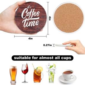 img 1 attached to 🍻 Absorbent Drink Coasters with Holder - 6pcs Funny Ceramic Coasters with Cork Base, Farmhouse Cute Cup Coasters for Coffee & Wooden Table Decor, Housewarming Gift (Rustic)