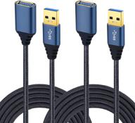 besgoods 2-pack 10ft usb 3.0 extension cable - braided a male to a female with gold-plated connector for mouse, keyboard, printer, ps4 - black logo