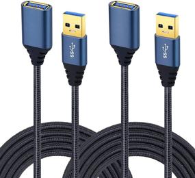 img 4 attached to Besgoods 2-Pack 10Ft USB 3.0 Extension Cable - Braided A Male to A Female with Gold-Plated Connector for Mouse, Keyboard, Printer, PS4 - Black