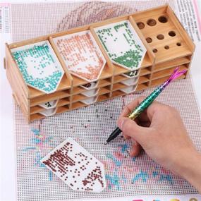 img 3 attached to 🔹 Wooden Diamond Painting Tray Organizer, Multi-Boat Holder, Diamond Painting Supplies Kit, Jar Containers, Beading Storage Tray DIY Craft (Set of 3)