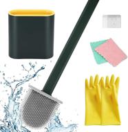 🚽 aibrisk silicone toilet brush with holder for efficient cleaning, including gloves, cloth, and wall hook (green) logo