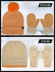 img 3 attached to ❄️ Striped Toddler Winter Beanie Mittens: Stylish Boys' Accessories for Cold Weather