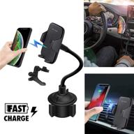 📱 merfinova fast wireless phone cup holder car charger: universal adjustable mount with wireless charging logo
