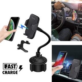 img 4 attached to 📱 Merfinova Fast Wireless Phone Cup Holder Car Charger: Universal Adjustable Mount with Wireless Charging