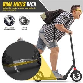 img 2 attached to 🛴 Peradix Kick Scooter: Folding, Lighted Wheels for Teens & Adults - Up to 220 lbs, Portable Scooter for Kids 8 Years+