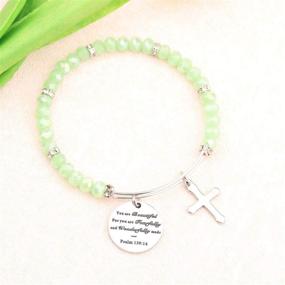 img 2 attached to 📿 FEELMEM Psalm 139:14 Bracelet - Beautiful Inspirational Bible Verse Charm Bracelet for Religious Jewelry, Christening, Baptism - Perfect Gift