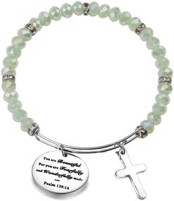 img 4 attached to 📿 FEELMEM Psalm 139:14 Bracelet - Beautiful Inspirational Bible Verse Charm Bracelet for Religious Jewelry, Christening, Baptism - Perfect Gift