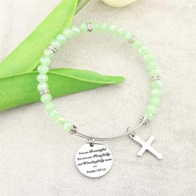 img 1 attached to 📿 FEELMEM Psalm 139:14 Bracelet - Beautiful Inspirational Bible Verse Charm Bracelet for Religious Jewelry, Christening, Baptism - Perfect Gift