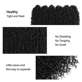 img 2 attached to 🔗 6 Packs Curly Wavy Faux Locs Crochet Hair with Curly Ends Pre-Looped Goddess Locs Boho Hippie Style River Curls Crochet Hair for Women Black Messy Hair Extension (1B#, 18 Inch)