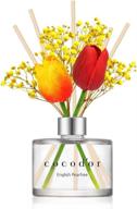 🌷 cocodor tulip & preserved real flower reed diffuser - english pear 6.7oz (200ml) - 1 pack, oil diffuser set with reed diffuser sticks for home decor & office логотип