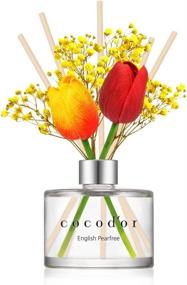 img 4 attached to 🌷 Cocodor Tulip & Preserved Real Flower Reed Diffuser - English Pear 6.7oz (200ml) - 1 Pack, Oil Diffuser Set with Reed Diffuser Sticks for Home Decor & Office