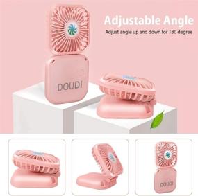 img 1 attached to 🌬️ DOUDI Hanging Neck Fan: USB Rechargeable, 3 Speed Mini Handhold Fan for Personal Cooling - Portable and Long-lasting Battery Operated, Perfect for Outdoor and Indoor Use (Pink)