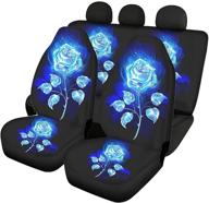 howilath blue rose crystal print car seat covers set for cars truck van suv - washable universal fit most vehicle trucks sedans logo