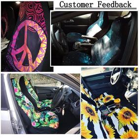 img 1 attached to Howilath Blue Rose Crystal Print Car Seat Covers Set For Cars Truck Van SUV - Washable Universal Fit Most Vehicle Trucks Sedans