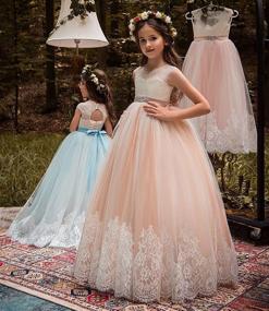 img 1 attached to Exquisite Flower Dress Wedding Pageant Gowns for Girls' Clothing: Floral Elegance at its Finest!