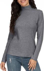 img 4 attached to 👚 Udobana Cotton Long Sleeve Layering T-Shirt Tops for Women with Mock Turtleneck