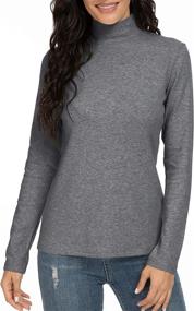 img 3 attached to 👚 Udobana Cotton Long Sleeve Layering T-Shirt Tops for Women with Mock Turtleneck