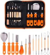 🍎 13 piece k kwokker professional fruit carving tool kit & clay sculpting set - perfect for halloween decor, vegetable food, ceramic & pottery art, woodwork peeling tools logo