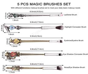 img 3 attached to 💄 5Pcs Bronze Makeup Brushes Set with Gift Bag - Wizard Wand Magic Cosmetic Brushes Kit for Women - Ideal for Eye Shadow, Eyeliner, Blending, Pencil, Lip, and Foundation