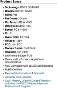 img 2 attached to OWC 8GB PC14900 DDR3 1866MHz SO-DIMM Memory Compatible With 2015 (Late) IMac 27&#34