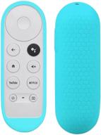 📺 symotop blue silicone case for google tv 2020 voice remote - shockproof protective cover skin for chromecast with google tv 2020 remote control logo