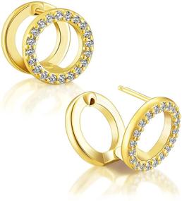 img 4 attached to 💎 18k Gold Plated Double Hoop Earrings: Hypoallergenic Cubic Zirconia Circle Jewelry for Sensitive Ears - Perfect for Mothers, Daughters, Teen Girls, and Women