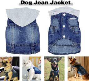 img 1 attached to 👕 Stylish Pet Apparel: Blue Denim Dog Jeans Jacket with Hoodie | Vintage Washable Lapel Vest for Small-Medium Dogs & Cats