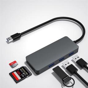 img 4 attached to 📸 Картридер и хаб-адаптер USB 3.0 высокой скорости - Cateck считыватель SD-карт с 3 USB 3.0 портами + слотами для SD и TF-карт, 5 Гбит/с для MacBook Pro/Air, компьютера/ноутбука, Windows, iMac, USB-флешек, мобильных жестких дисков и других устройств