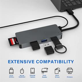 img 1 attached to 📸 High-Speed USB 3.0 Card Reader and Hub Adapter - Cateck SD Card Reader with 3 USB 3.0 Ports + SD & TF Card Slots, 5Gbps for MacBook Pro/Air, Computer/Laptop, Windows, iMac, USB Flash Drive, Mobile HDD, and More