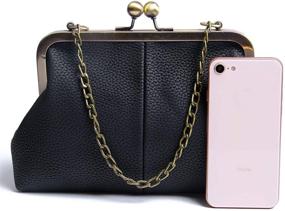 img 2 attached to Womens' Lanpet Classical Kiss Lock Clutch with Chain Strap - Shoulder Bag, Purse, and Wallet Combo