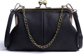 img 4 attached to Womens' Lanpet Classical Kiss Lock Clutch with Chain Strap - Shoulder Bag, Purse, and Wallet Combo
