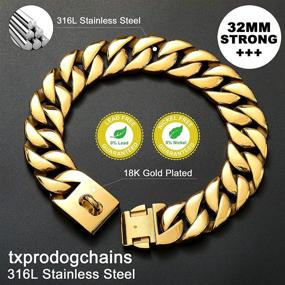 img 1 attached to 🐶 Premium Gold Cuban Link Choke Chain Collar for Big Dogs - TXPRODOGCHAINS 32MM Thick, Heavy-Duty Stainless Steel Metal Collar