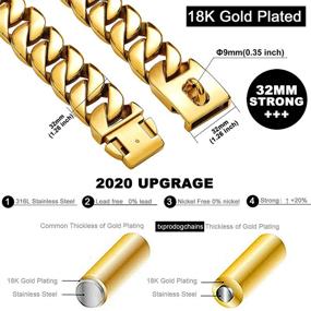 img 2 attached to 🐶 Premium Gold Cuban Link Choke Chain Collar for Big Dogs - TXPRODOGCHAINS 32MM Thick, Heavy-Duty Stainless Steel Metal Collar