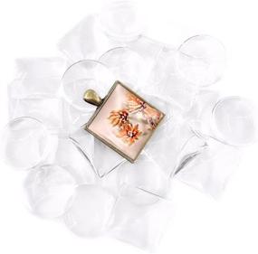 img 1 attached to 📿 48-Piece Glarks Round and Square Pendant Trays with Clear Glass Cabochon Dome Tiles - Perfect for DIY Jewelry Making and Crafting, 24 Sets