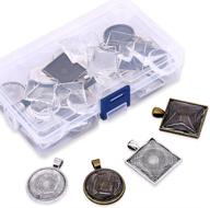 📿 48-piece glarks round and square pendant trays with clear glass cabochon dome tiles - perfect for diy jewelry making and crafting, 24 sets logo