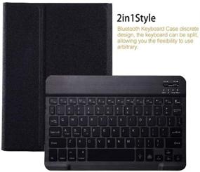img 2 attached to 📱 Black Leather Keyboard Case with 7 Colors Backlit Bluetooth Keyboard for iPad 9th Gen (2021)/7th 8th Generation 10.2-inch. Slim Folio Cover for iPad 10.2
